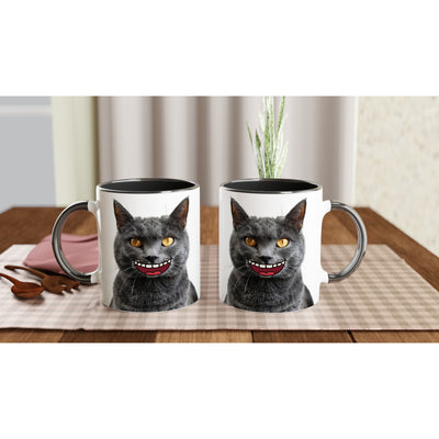 Taza Bicolor con Impresión de Gato 