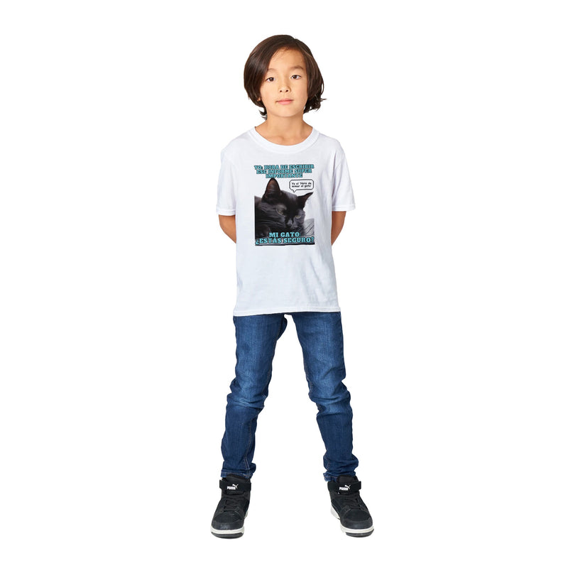 Camiseta Junior Unisex Estampado de Gato "Hora de mimar al gato" Michilandia | La tienda online de los amantes de gatos