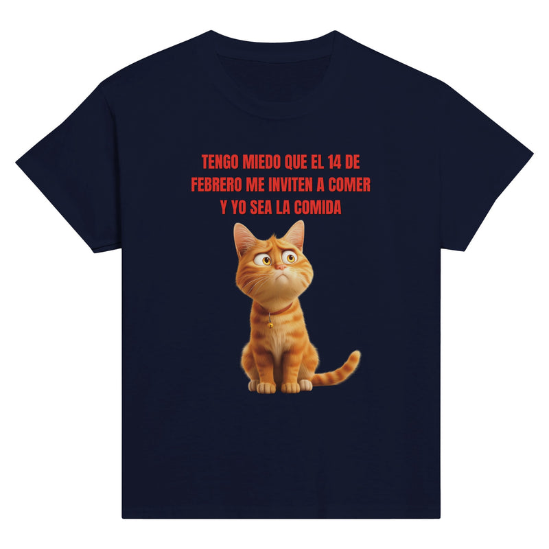 Camiseta Junior Unisex Estampado de Gato "Cita Miau" Michilandia | La tienda online de los fans de gatos