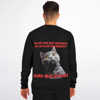 Sudadera Deportiva unisex estampado de gato "Sorpresa Burocrática" Subliminator
