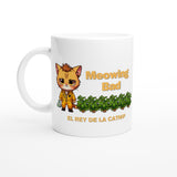 Taza Blanca con Impresión de Gato "Rey de la Catnip" Michilandia | La tienda online de los fans de gatos