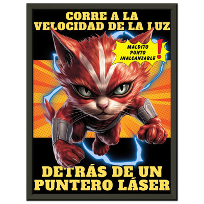 Póster Semibrillante de Gato con Marco Metal "Flash Cat" Michilandia | La tienda online de los amantes de gatos