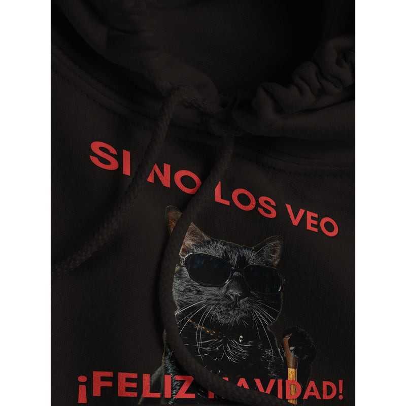 Sudadera con Capucha Unisex Estampado de Gato "Navidad a Ciegas" Michilandia | La tienda online de los fans de gatos