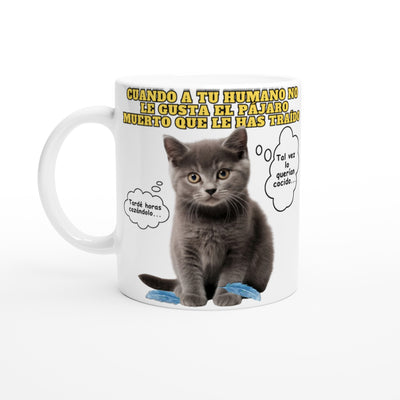 Taza Blanca con Impresión de Gato 