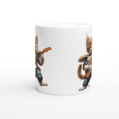 Taza Blanca con Impresión de Gato "Saiyajin Rockstar" Michilandia | La tienda online de los fans de gatos