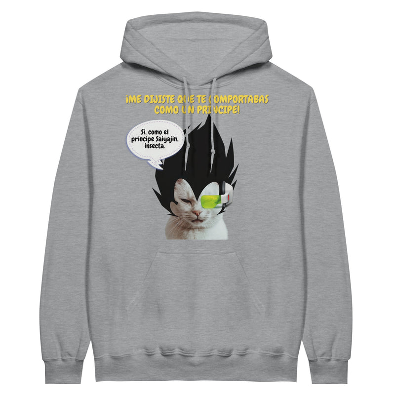 Sudadera con Capucha Unisex Estampado de Gato "Príncipe Saiyajin Felino" Michilandia | La tienda online de los fans de gatos