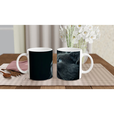 Taza Blanca con Impresión de Gato 