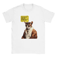 Camiseta unisex estampado de gato "Mahatma Michi Gandhi" Blanco
