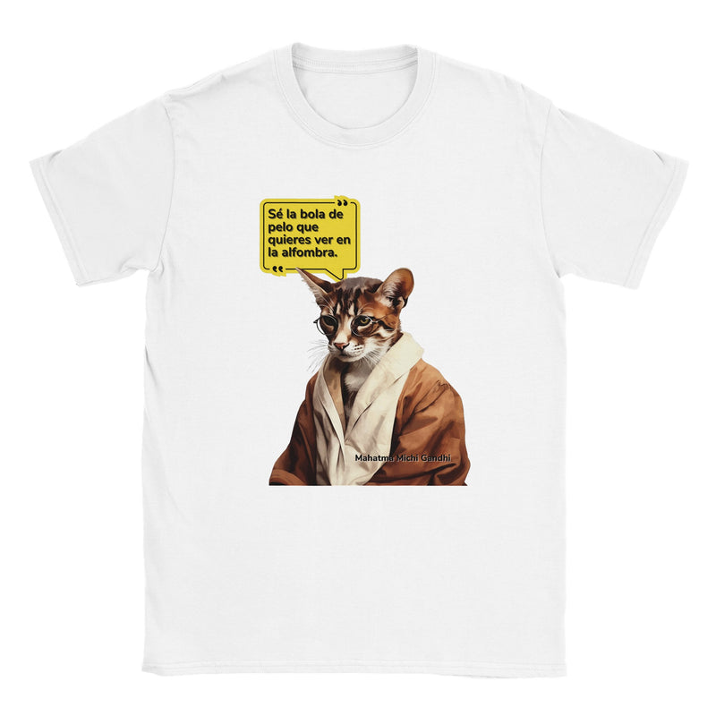 Camiseta unisex estampado de gato "Mahatma Michi Gandhi" Michilandia | La tienda online de los amantes de gatos