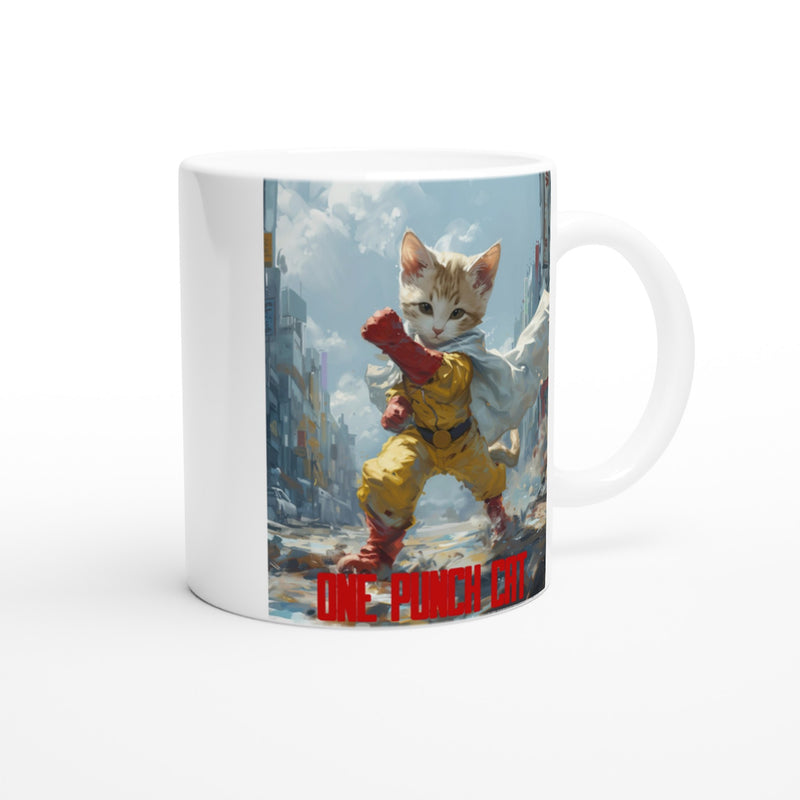 Taza Blanca con Impresión de Gato "Héroe de un Miau" Michilandia | La tienda online de los fans de gatos