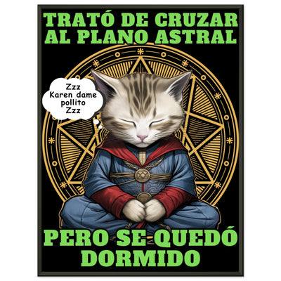 Póster Semibrillante de Gato con Marco Metal 