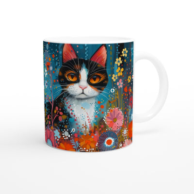 Taza Blanca con Impresión de Gato 