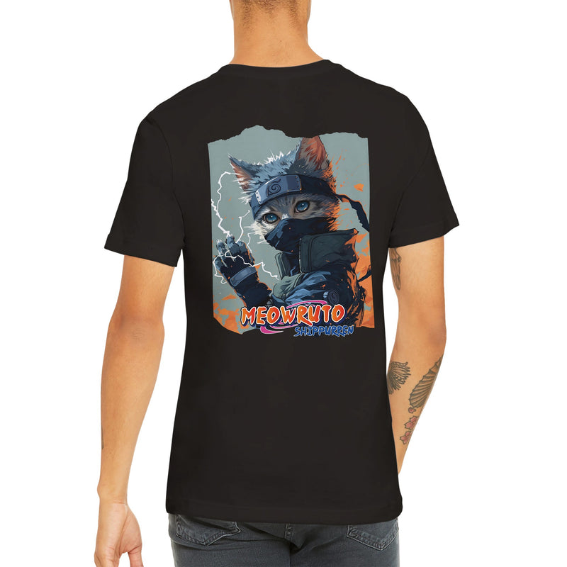 Camiseta Prémium Unisex Impresión Trasera de Gato 