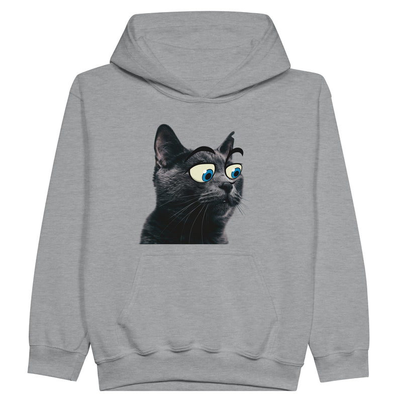 Sudadera con capucha júnior estampado de gato "Ojos Divertidos" Michilandia