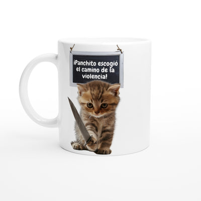 Taza Blanca con Impresión de Gato 