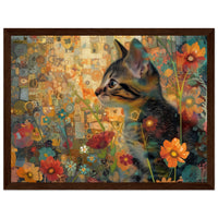 Póster de gato con marco de madera "Fantasía Klimtiana" Michilandia | La tienda online de los fans de gatos