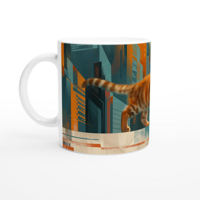 Taza Blanca con Impresión de Gato 