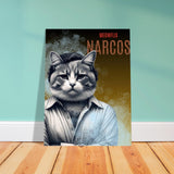 Panel de aluminio impresión de gato "Narcogato" Michilandia | La tienda online de los fans de gatos