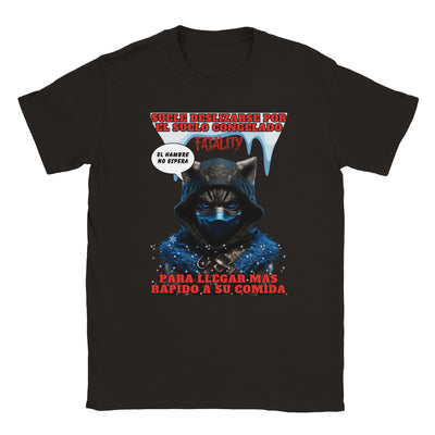 Camiseta unisex estampado de gato "Hambre Mortal" Michilandia | La tienda online de los amantes de gatos