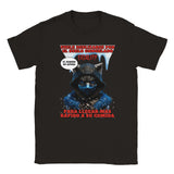 Camiseta unisex estampado de gato "Hambre Mortal" Negro