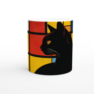 Taza Blanca con Impresión de Gato 