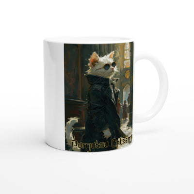 Taza Blanca con Impresión de Gato "Gojo Miau" Michilandia | La tienda online de los fans de gatos