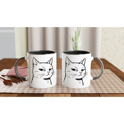 Taza Bicolor con Impresión de Gato 