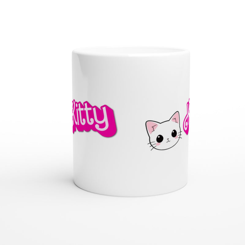 Taza Blanca con Impresión de Gato "Kitty Barbie" Michilandia