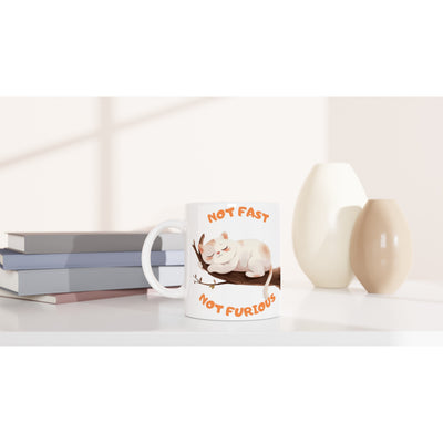 Taza Blanca con Impresión de Gato "Not Fast Not Furious" Michilandia | La tienda online de los fans de gatos