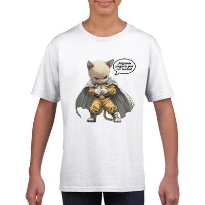 Camiseta Junior Unisex Estampado de Gato 