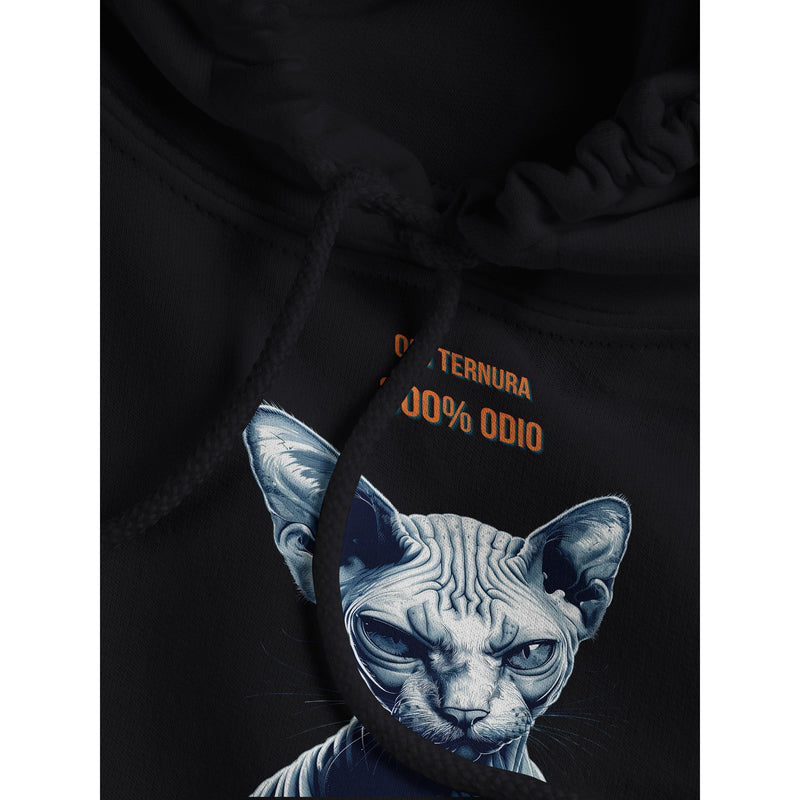 Sudadera con Capucha Unisex Estampado de Gato "Sphynx Implacable" Michilandia