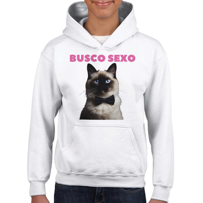 Sudadera con capucha júnior estampado de gato 