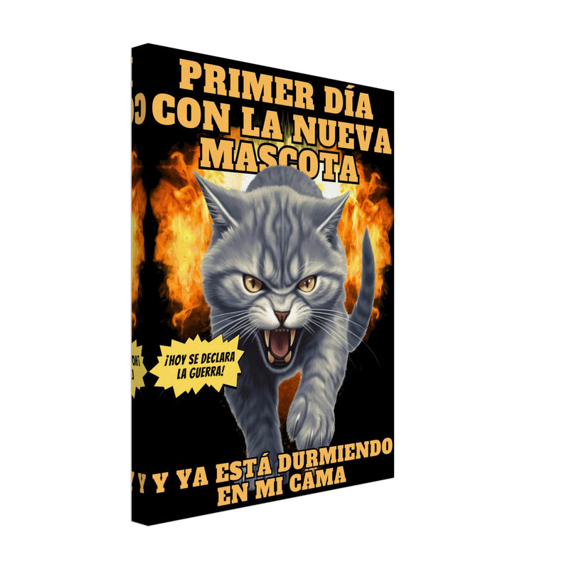 Lienzo de gato "Nuevo Rival" Michilandia | La tienda online de los fans de gatos