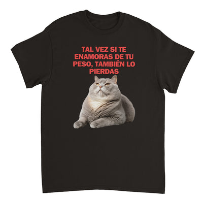 Camiseta Unisex Estampado de Gato "Gordito Pensante" Michilandia | La tienda online de los fans de gatos