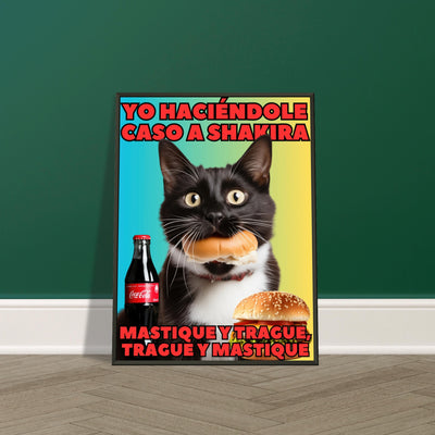 Póster Semibrillante de Gato con Marco Metal 