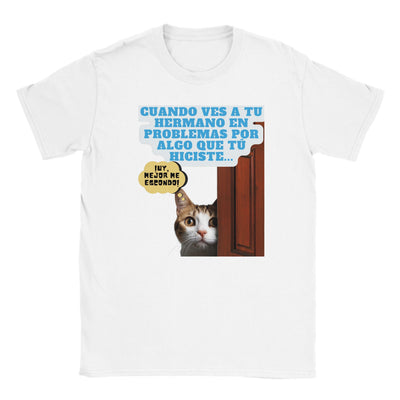 Camiseta júnior unisex estampado de gato 