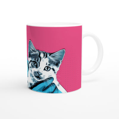 Taza blanca con impresión de gato "Revisión en Technicolor" Gelato