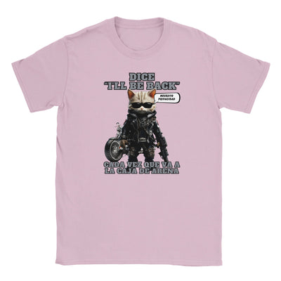 Camiseta júnior unisex estampado de gato "I'll Be Back" Michilandia | La tienda online de los amantes de gatos