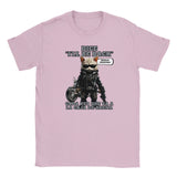 Camiseta júnior unisex estampado de gato "I'll Be Back" Rosa claro