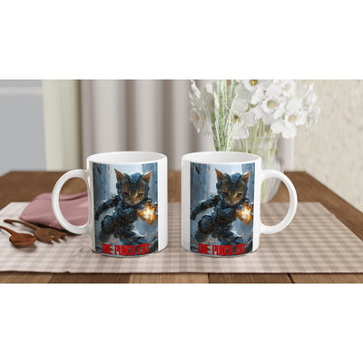 Taza Blanca con Impresión de Gato 