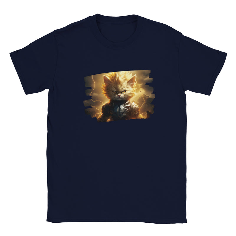 Camiseta Junior Unisex Estampado de Gato "El Último Saiyajin Felino" Michilandia | La tienda online de los fans de gatos