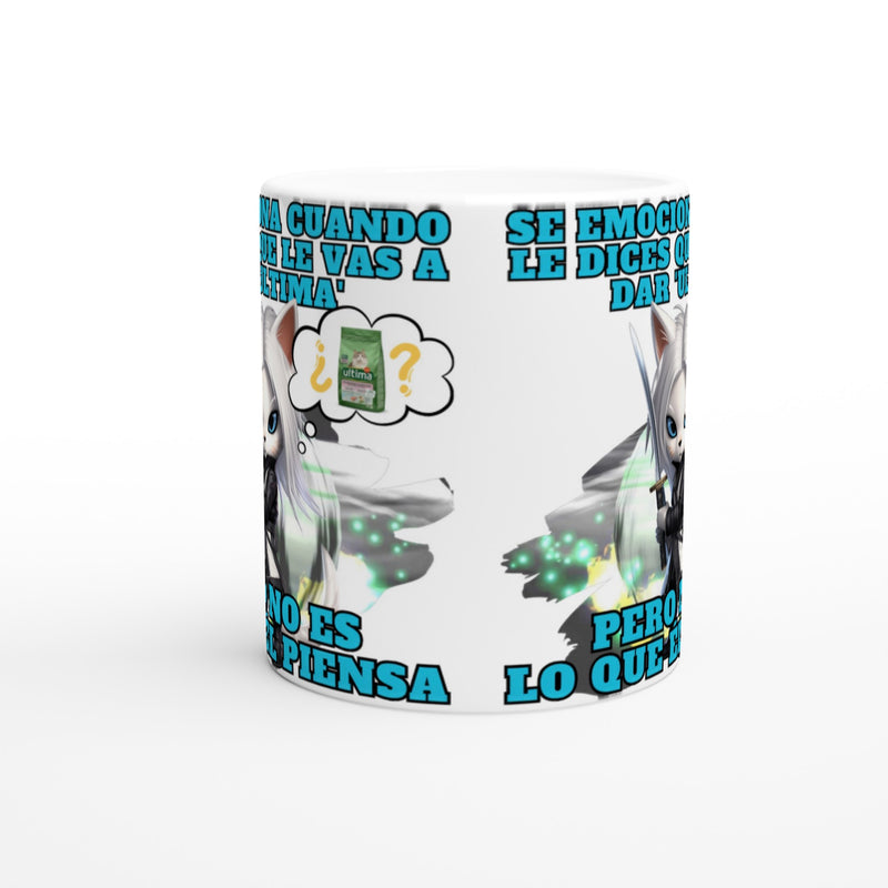 Taza Blanca con Impresión de Gato "Ultima?" Michilandia | La tienda online de los amantes de gatos