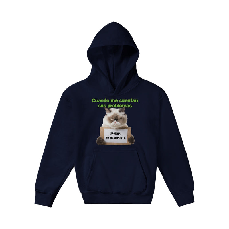 Sudadera con capucha júnior estampado de gato "Desinterés Felino" Michilandia | La tienda online de los fans de gatos