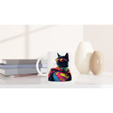 Taza Blanca con Impresión de Gato "SuperMiau" Michilandia | La tienda online de los fans de gatos