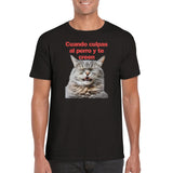 Camiseta unisex estampado de gato "Risa Culpable" Michilandia | La tienda online de los fans de gatos