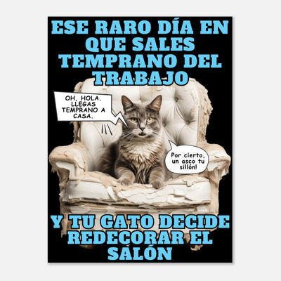 Panel de aluminio impresión de gato "Sorpresa en el Salón" Michilandia | La tienda online de los amantes de gatos