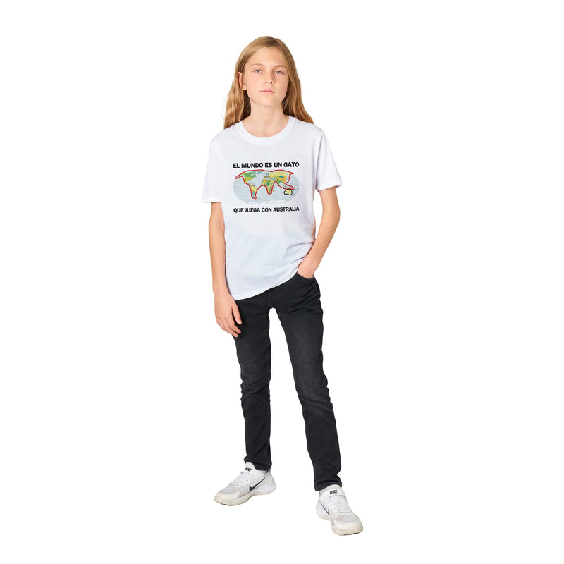 Camiseta Junior Unisex Estampado de Gato "Atlas Felino" Michilandia | La tienda online de los fans de gatos