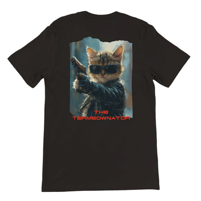 Camiseta Prémium Unisex Impresión Trasera de Gato 