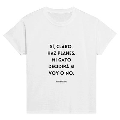 Camiseta Junior Unisex Estampado de Gato 