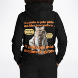Sudadera deportiva con capucha unisex estampado de gato "Estrategia Miau" Subliminator